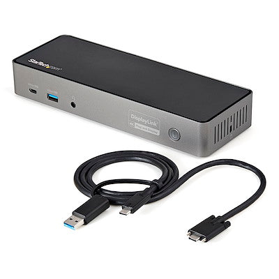 StarTech.com USB-C & USB-A Dock - Hybrid Triple Monitor Laptop Docking Station DisplayPort & HDMI 4K 60Hz/85W PD/6x USB/GbE/USB 3.1 Gen 2