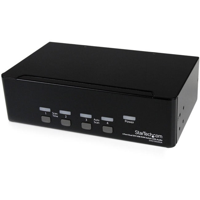 StarTech.com Commutateur KVM USB double DVI à 4 ports avec audio et hub USB