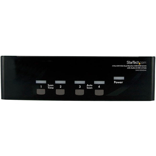 Commutateur KVM pour écran double DVI VGA à 4 ports StarTech.com avec audio et hub USB