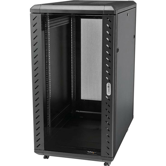 StarTech.com Armoire de serveur 25U à 4 montants, armoire de données 19 pouces pour ordinateur/équipement informatique, rack réseau domestique, rack de serveur demi-hauteur