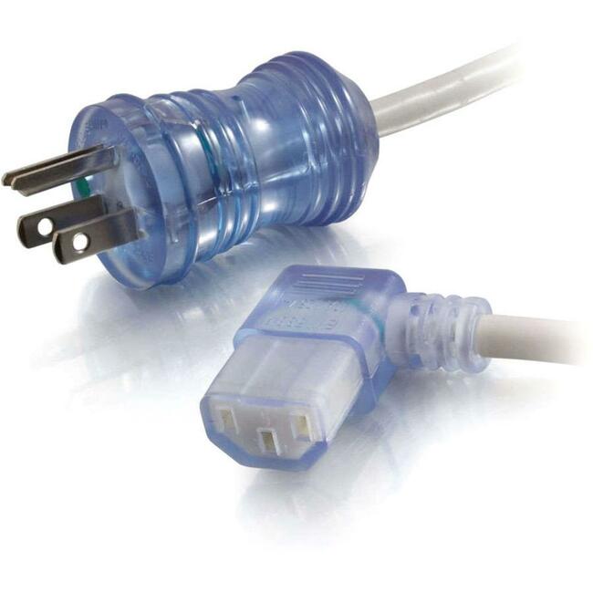 C2G 6ft 16 AWG Hospital Grade Power Cord (NEMA 5-15P to IEC320C13R) - Gray with Clear Connectors