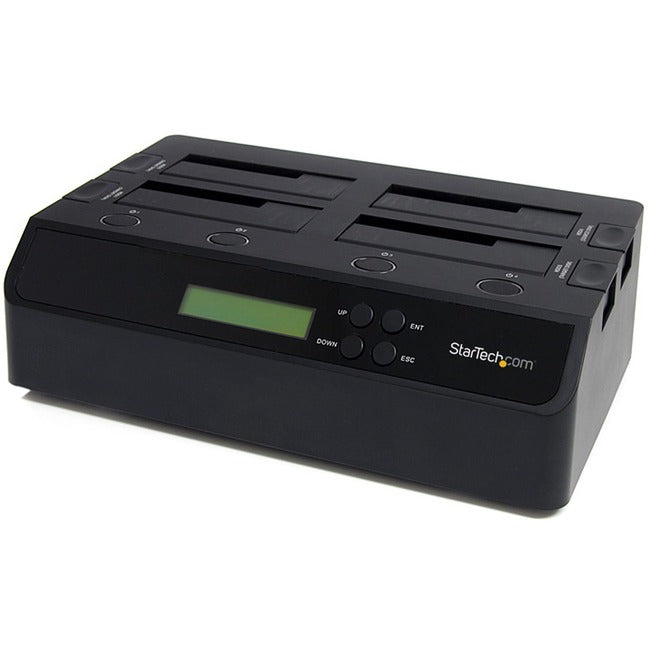 StarTech.com Duplicateur et effaceur de disque dur à 4 baies, outil de clonage/copie/effacement de disque dur/SSD externe, station d'accueil USB 3.0/eSATA vers SATA