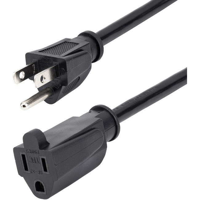 StarTech.com 25ft (7.6m) Power Extension Cord, NEMA5-15R to NEMA5-15P Black Extension Cord, 13A 125V, 16AWG, Computer Power Extension Cable