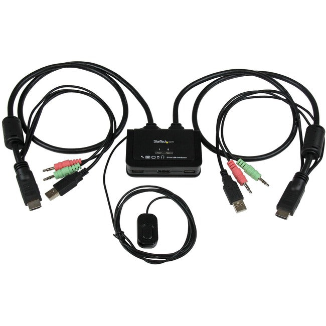 StarTech.com Câble USB HDMI 2 ports KVM Switch avec audio et commutateur à distance - Alimentation USB