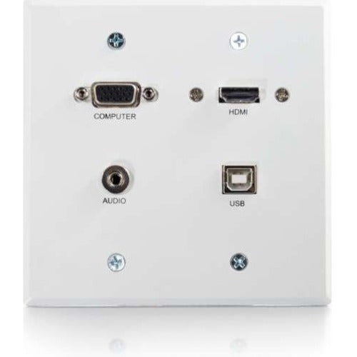 Plaque murale double VGA + 3,5 mm C2G + HDMI et USB Pass Through - Blanc