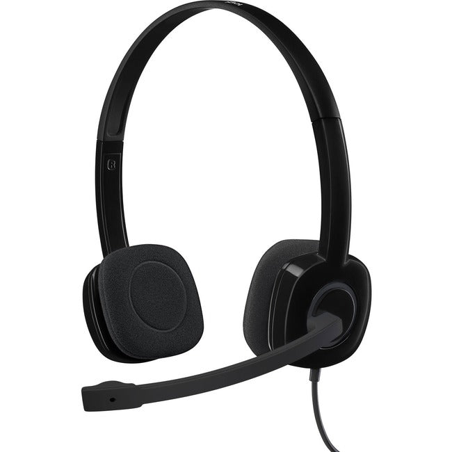 Casque stéréo Logitech H151 avec micro à perche rotative (noir) - Stéréo - CONNEXION JACK AUDIO 3,5 MM - Filaire - Contrôle en ligne - 22 ohms - 20 Hz - 20 kHz - Sur la tête - Câble de 1,8 m - Noir