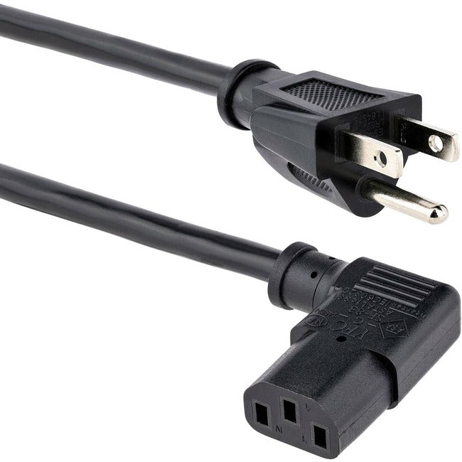 StarTech.com Câble d'alimentation pour ordinateur de 1 m, NEMA 5-15P vers C13 à angle droit, 10 A 125 V, 18 AWG, cordon d'alimentation secteur de remplacement, câble d'alimentation pour moniteur