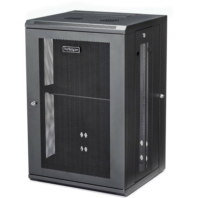 StarTech.com 18U 19" Wall Mount Network Cabinet - 16" Deep Hinged Locking Flexible IT Data Equipment Rack Vented Switch Enclosure w/Shelf