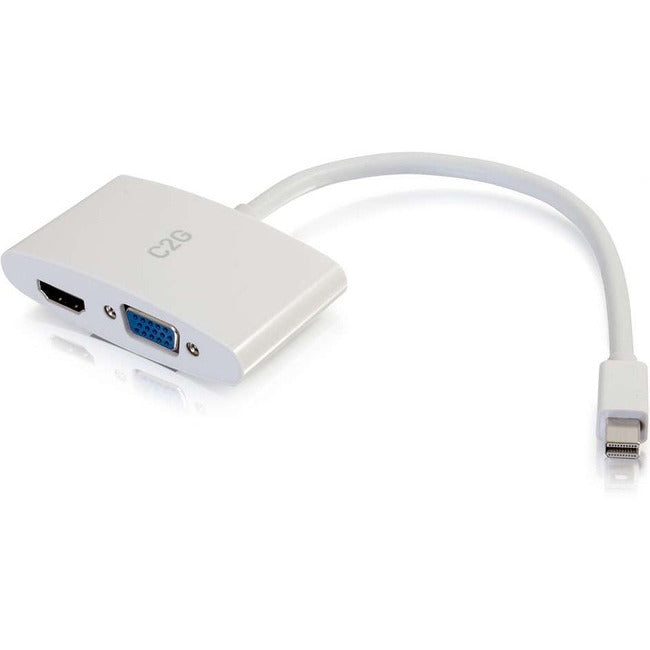 Adaptateur Mini DisplayPort 8 pouces vers HDMI ou VGA 4K C2G - Blanc