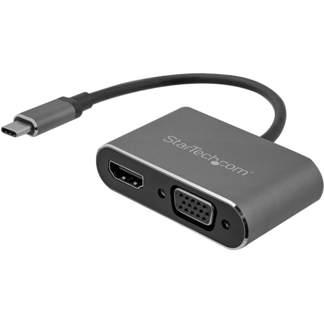 Adaptateur USB C vers VGA et HDMI StarTech.com - Aluminium - Adaptateur multiport USB-C - Câble intégré 6 pouces / 15,24 cm
