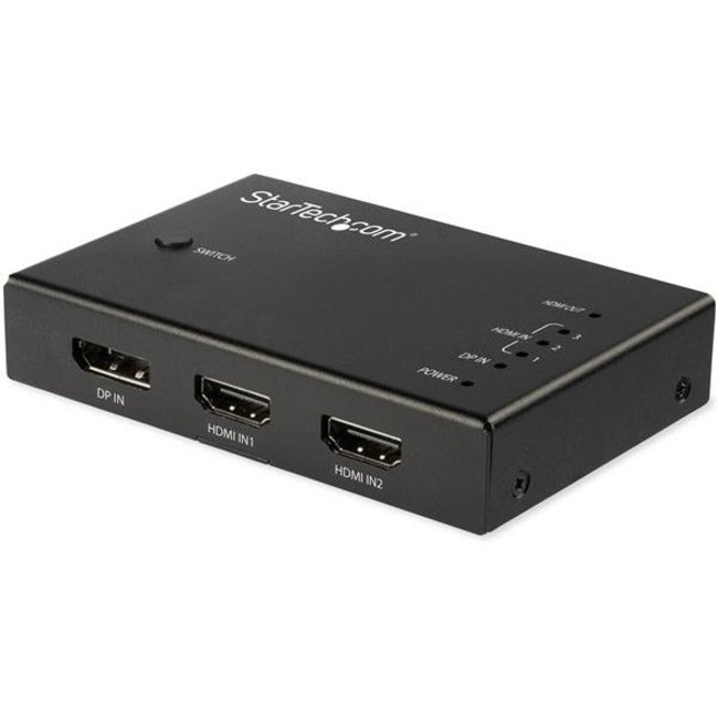StarTech.com Commutateur vidéo HDMI 4 ports - 3x HDMI et 1x DisplayPort - 4K 60 Hz - Boîtier de commutation HDMI multiport avec commutateur automatique (VS421HDDP)