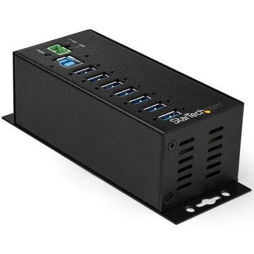 StarTech.com Hub USB 7 ports avec adaptateur secteur - Hub de données USB 3.0 industriel en métal - Hub USB 3.1 Gen 1 5 Gbit/s à montage sur rail DIN, mural et sur bureau