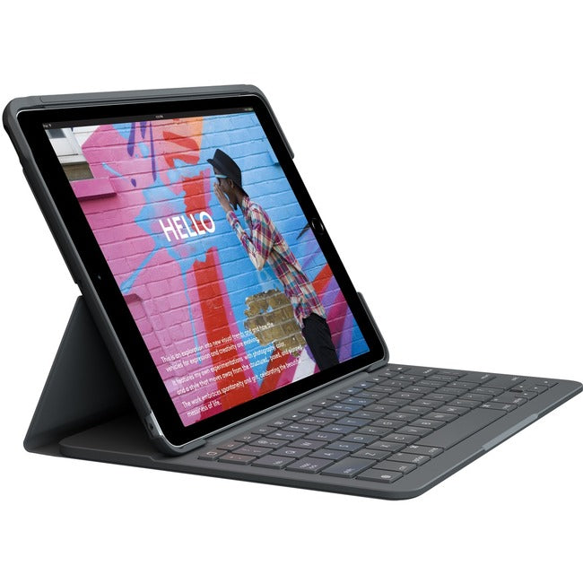 Étui clavier/housse Logitech Slim Folio (Folio) pour tablette Apple, Logitech iPad (7e génération), iPad (8e génération), iPad (9e génération) - Graphite
