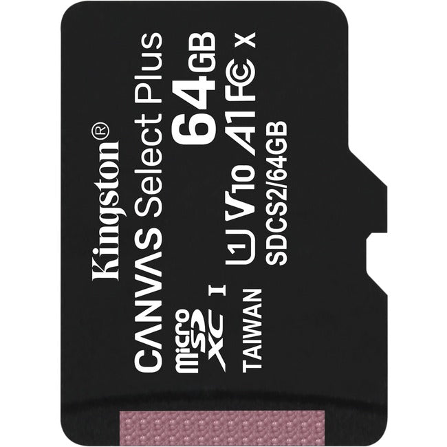 Carte microSDXC Kingston Canvas Select Plus SDCS2 64 Go Classe 10/UHS-I (U1) - 1 paquet