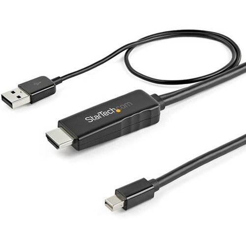 StarTech.com Câble HDMI vers Mini DisplayPort 4K 30 Hz de 1 m - Câble adaptateur HDMI vers mDP actif avec audio - Alimentation USB - Convertisseur vidéo