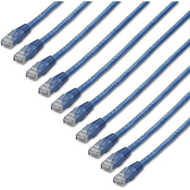 Câble Ethernet CAT6 StarTech.com de 30 cm - Lot de 10 - Certifié ETL - Cordon de raccordement CAT6 bleu - Connecteurs RJ45 moulés - 24 AWG - UTP