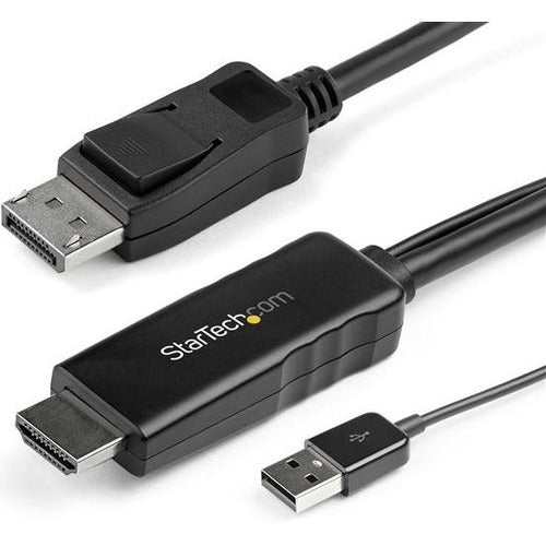 StarTech.com Câble HDMI vers DisplayPort 4K 30 Hz de 2 m - Câble adaptateur HDMI 1.4 vers DP 1.2 actif avec audio - Convertisseur vidéo alimenté par USB