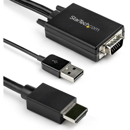 StarTech.com Câble convertisseur VGA vers HDMI de 2 m avec prise en charge audio USB - Câble adaptateur vidéo analogique vers numérique 1080p - VGA mâle vers HDMI mâle