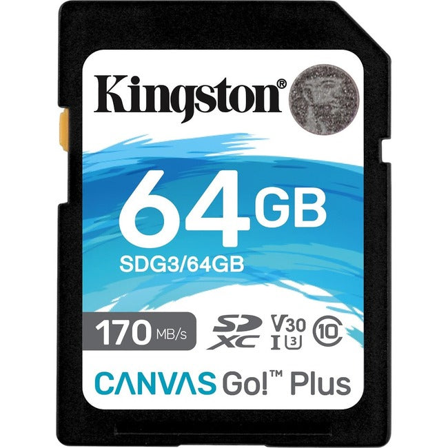 Carte SDXC Kingston Canvas Go! Plus SDG3 64 Go Classe 10/UHS-I (U3)
