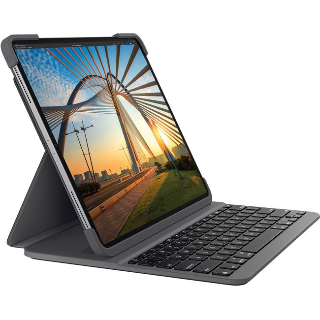 Étui clavier/housse Logitech Slim Folio Pro (Folio) pour tablette Apple 12,9", Logitech iPad Pro (3e génération), iPad Pro (4e génération) - Gris Oxford