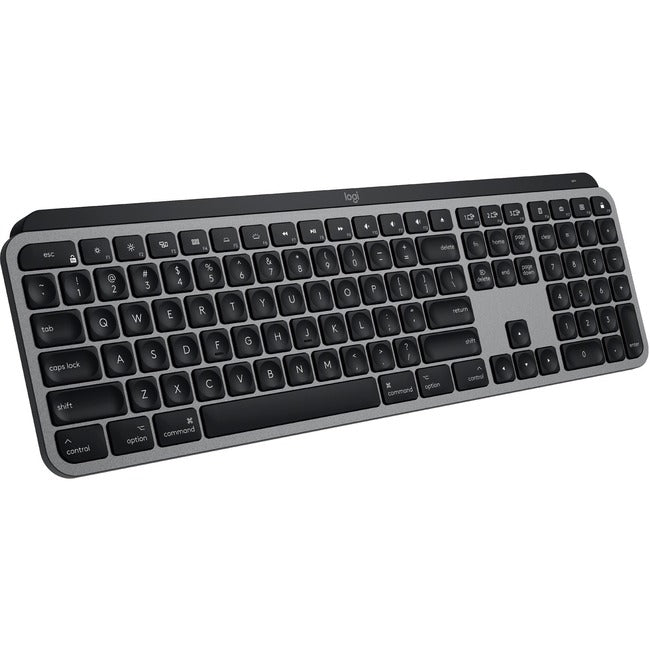 Clavier sans fil Logitech MX Keys Advanced avec rétroéclairage pour Mac, saisie tactile réactive, rétroéclairage, Bluetooth, USB-C, Apple macOS, construction en métal, gris sidéral