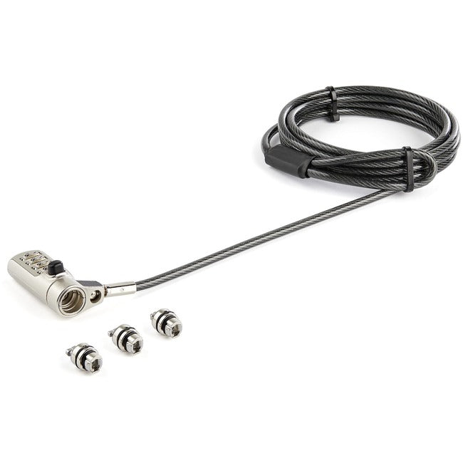 Câble de sécurité universel 3 en 1 pour ordinateur portable StarTech.com de 2 m (6,5 pi) - Combinaison à 4 chiffres pour ordinateur de bureau/portable avec fente K, Nano et Wedge