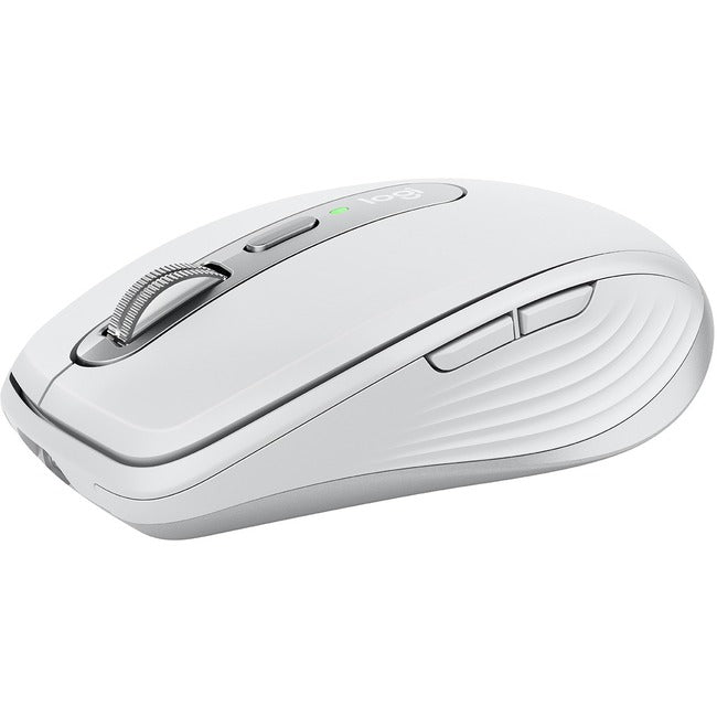 Souris compacte et performante Logitech MX Anywhere 3 pour Mac, sans fil, confortable, défilement ultra-rapide, toutes surfaces, portable, 4 000 DPI, boutons personnalisables, USB-C, Bluetooth, Apple Mac, iPad, gris pâle
