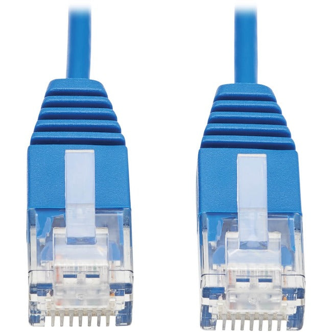 Câble Ethernet UTP moulé ultra-mince certifié Cat6a 10G de Tripp Lite par Eaton (RJ45 M/M), bleu, 1 pi.