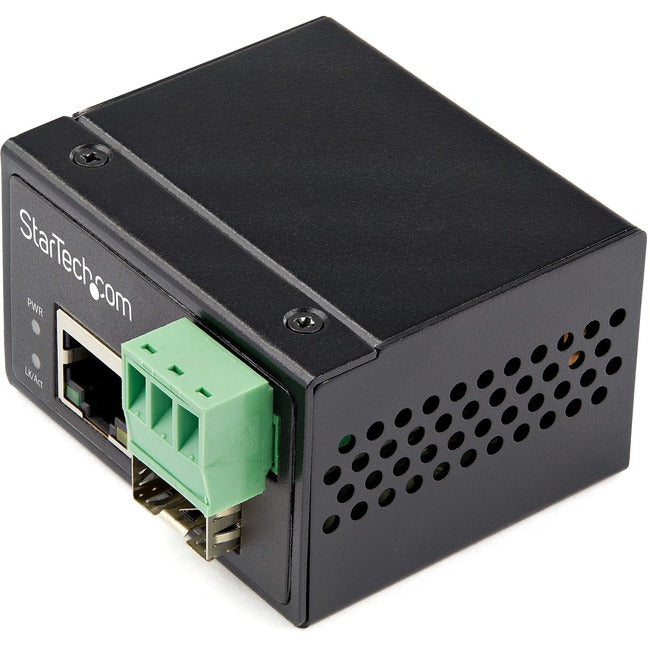 Convertisseur de média industriel fibre vers Ethernet StarTech.com - SFP 100 Mbps vers RJ45/CAT6 SM/MM - Réseau fibre vers cuivre - Entrée IP-30 12 V