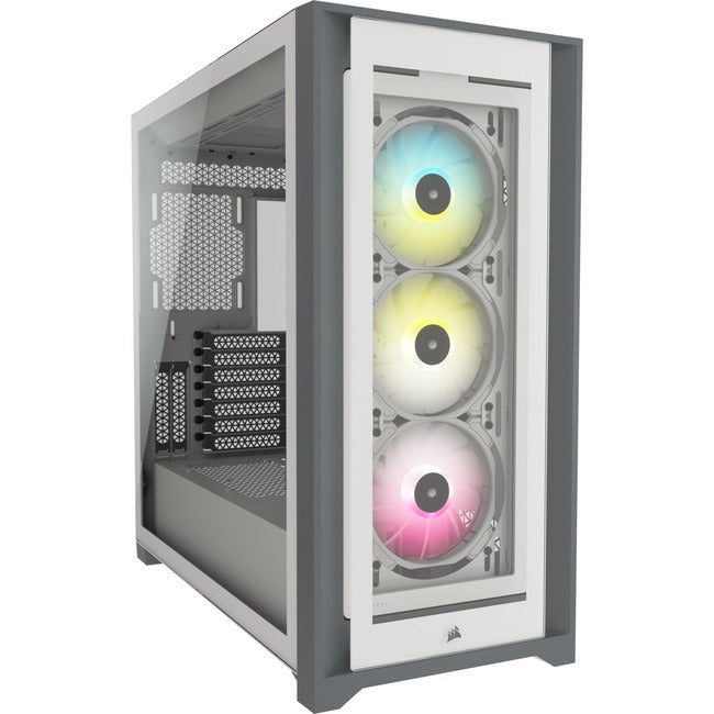 Boîtier PC intelligent Corsair iCUE 5000X RGB en verre trempé de taille moyenne ATX - Blanc