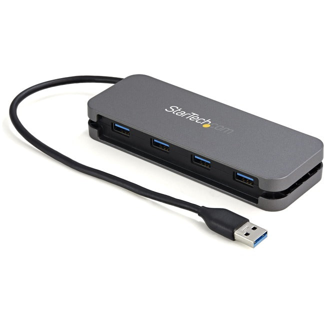 StarTech.com Hub USB 3.0 4 ports, 4 x USB-A, 5 Gbit/s, USB Type-A pour ordinateur portable/bureau, alimentation par bus USB, câble de 28 cm de long avec gestion des câbles