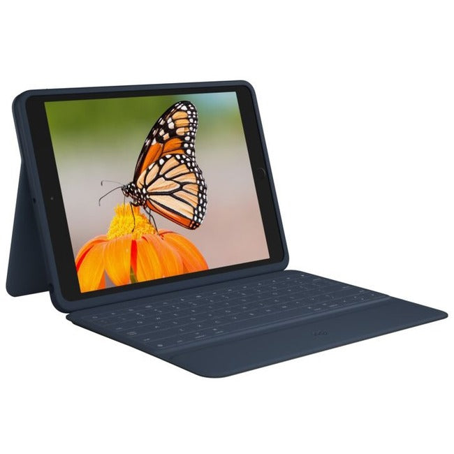 Étui clavier/housse robuste Logitech Rugged Combo 3 (folio) pour tablette Apple, Logitech iPad (8e génération), iPad (7e génération), iPad (9e génération) - Bleu