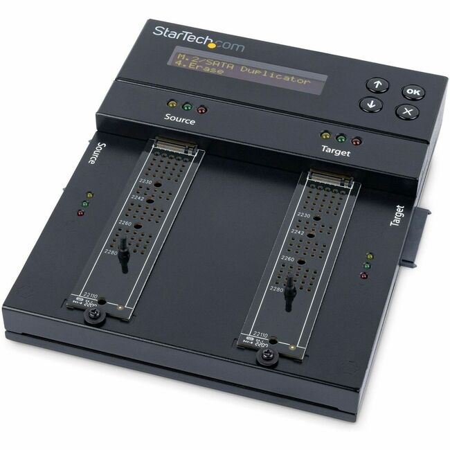 StarTech.com Standalone Dual Bay M.2 SATA/NVMe Duplicator/Eraser, HDD/SSD Cloner/Wiper, M.2 PCIe/AHCI, Hard Drive Sanitizer/Copier, TAA