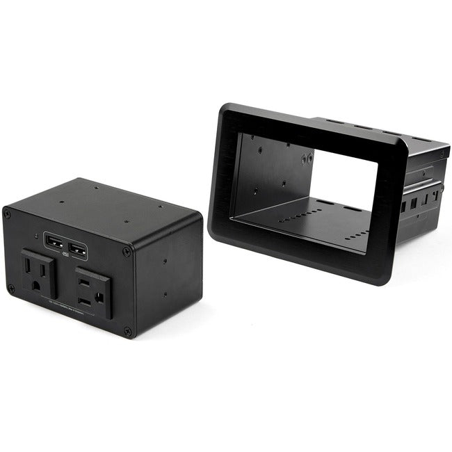 Centre d'alimentation pour table de conférence StarTech.com, 2 prises secteur 120 V certifiées UL, 2 ports USB (BC 1.2), multiprise de bureau encastrée/station de charge