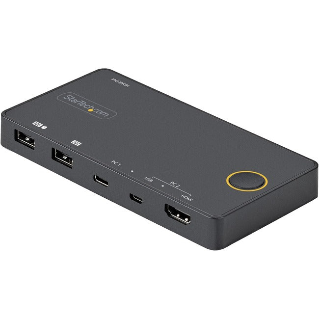 StarTech.com Commutateur KVM hybride USB-A + HDMI et USB-C à 2 ports, écran unique 4K 60 Hz HDMI 2.0, commutateur KVM HDMI compact pour ordinateur de bureau et/ou ordinateur portable