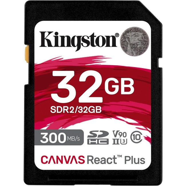 Carte SDHC Kingston Canvas React Plus SDR2 32 Go Classe 10/UHS-II (U3) V90