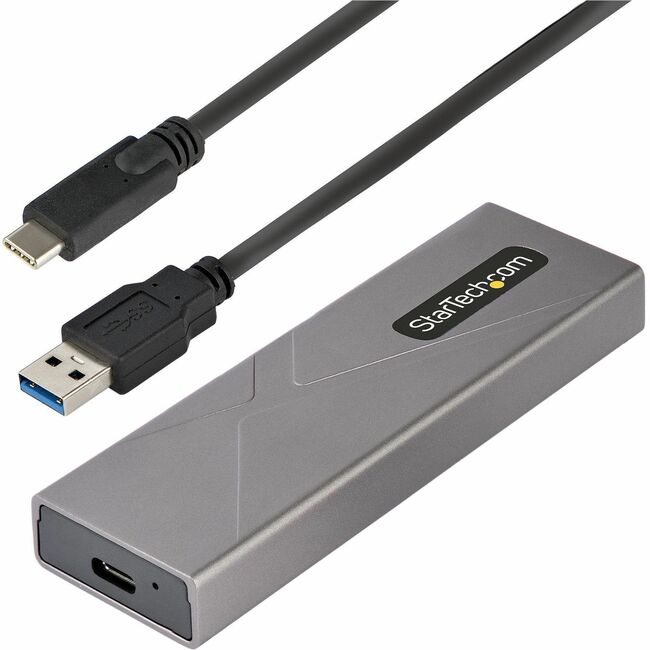 Boîtier StarTech.com USB-C 10 Gbit/s vers SSD M.2 NVMe ou M.2 SATA, boîtier en aluminium pour SSD M.2 PCIe/SATA sans outil, câbles hôtes USB-C et USB-A