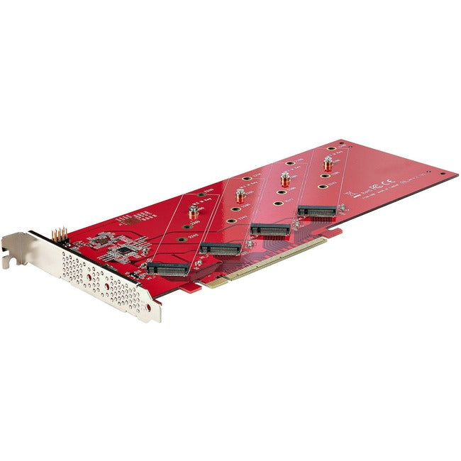 StarTech.com Carte adaptateur PCIe Quad M.2, x16 Quad NVMe ou SSD M.2 AHCI vers PCI Express 4.0, jusqu'à 7,8 Gbit/s/disque, pour SSD M2 PCIe M-Key 2242/2260/2280/22110 mm, bifurcation requise - Compatible PC/Linux