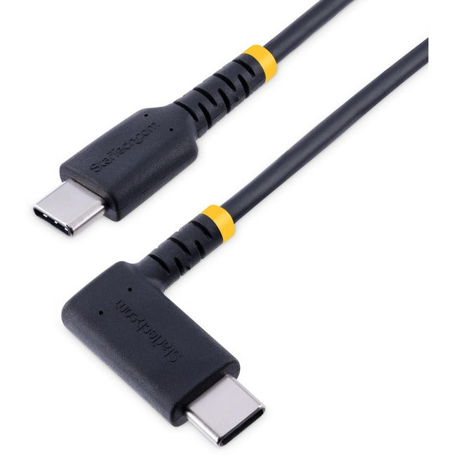 StarTech.com 1ft (30cm) USB C Charging Cable Right Angle, 60W PD 3A, Heavy Duty Fast Charge USB-C Cable, Durable Rugged Aramid Fiber