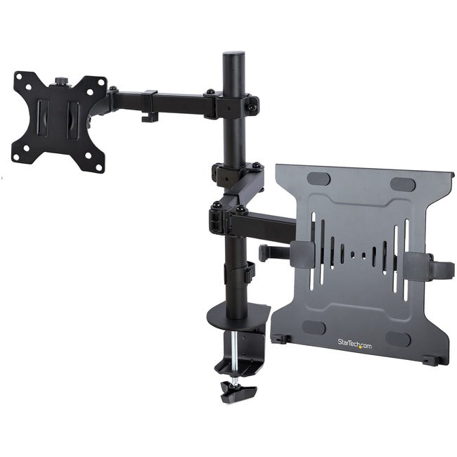StarTech.com Bras d'écran avec plateau pour ordinateur portable VESA, pour ordinateur portable et écran unique jusqu'à 32 pouces (17,6 lb/8 kg), support de bureau réglable pour ordinateur portable