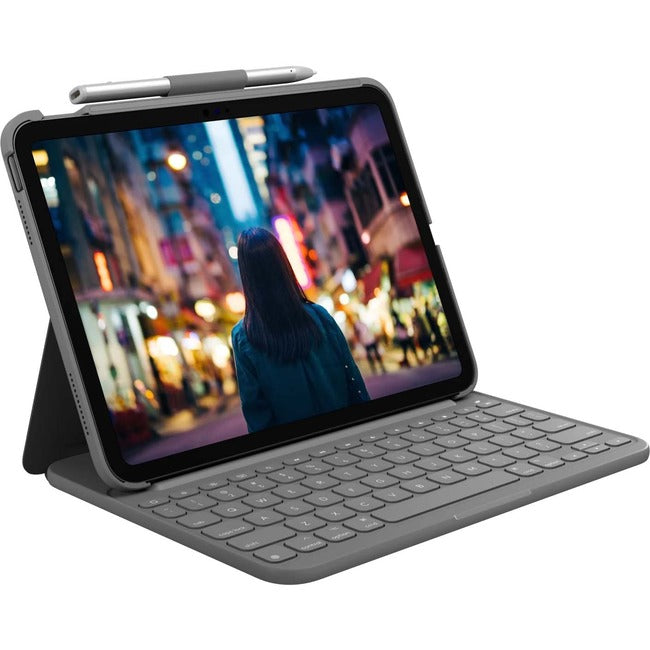 Étui de transport Logitech Slim Folio pour tablette Apple 10,9 pouces, Logitech iPad (10e génération) - Gris Oxford