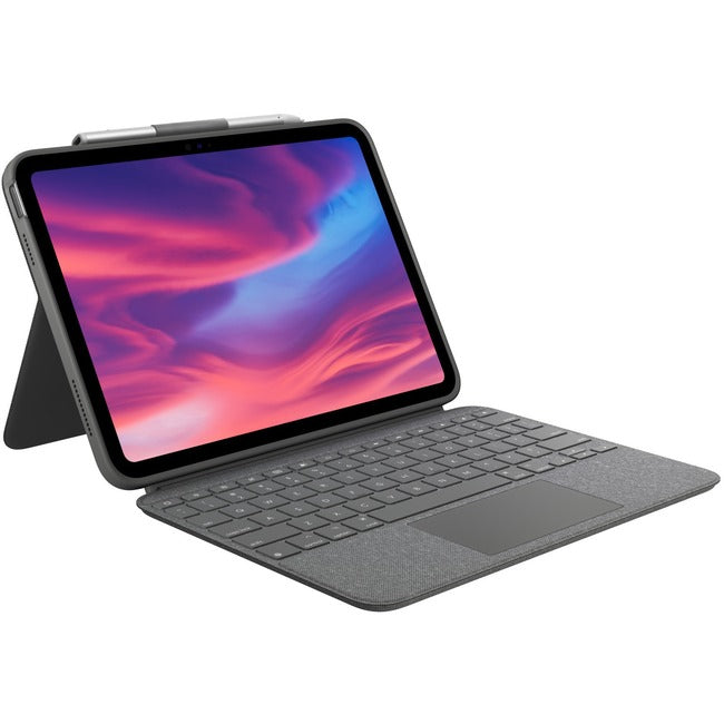 Étui clavier/housse Logitech Combo Touch (folio) pour tablette Apple 10,9", Logitech iPad (10e génération), Apple Pencil, stylet - Gris Oxford
