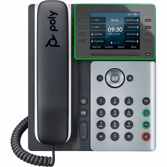 Téléphone IP Poly Edge E350 - Avec fil - Avec fil/sans fil - Wi-Fi, Bluetooth - Bureau, montage mural - Noir - Conforme TAA