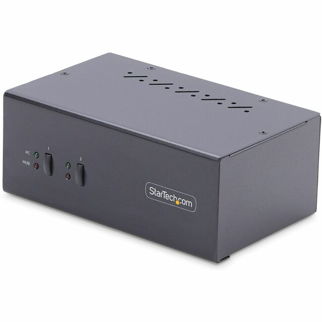 StarTech.com Commutateur KVM DisplayPort à 2 ports pour deux écrans, 4K 60 Hz, 2 ports USB 5 Gbit/s, commutation par raccourci clavier/bouton-poussoir, conforme TAA