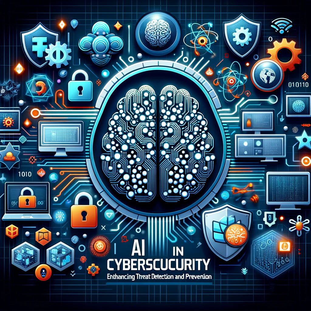 An advanced AI robot analyzing a holographic display of a cyber threat map, highlighting malicious activities and vulnerabilities in a futuristic cybersecurity operations center.