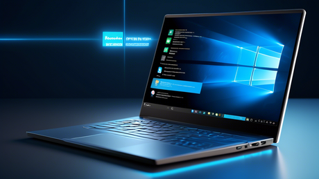A sleek and modern laptop displaying the update screen for Windows 10 Build 19045.4353, with a glowing 'Release Preview Channel' badge in the foreground, set against a futuristic digital background.