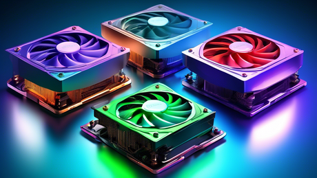 An illustrative comparison of the top three CPU coolers technology in a futuristic computer hardware lab setting