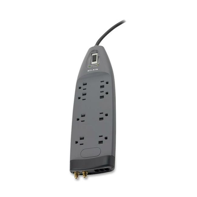Belkin 8 Outlet Home/Office Surge Protector with coxial protection - 6 foot Cable - Black- 3550 Joules