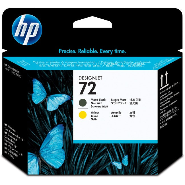 Tête d'impression à jet d'encre d'origine HP 72 (C9384A) - Pack individuel - Noir mat, jaune - 1 pièce