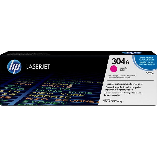 Cartouche de toner laser d'origine HP 304A (CC533A) - Paquet unique - Magenta - 1 unité